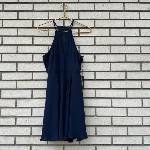 NWT Lulu’s Glamorous Grace Navy Blue Skater Dress - Picture 3 of 12